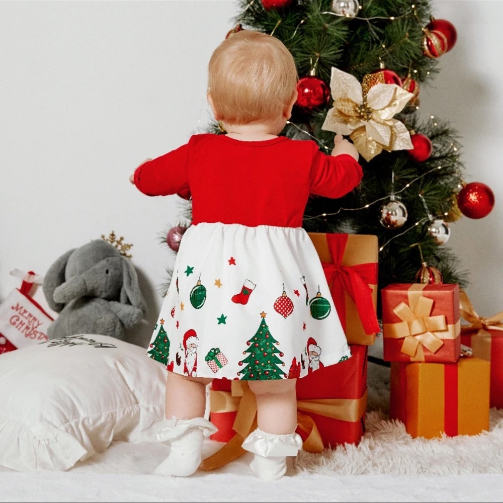 “CHRISTMAS PRINT BABY DRESS” - Picture 6 of 7